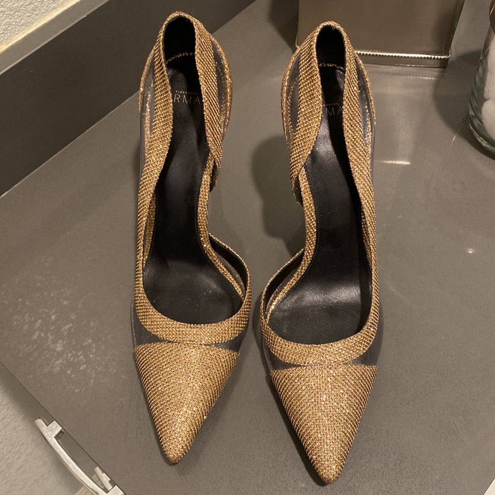 Alexandre Birman gold cutout heels